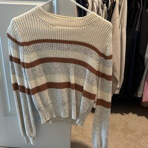 Skies Are Blue Cream and Brown Striped Sweater
